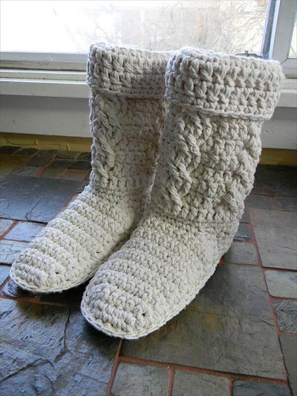 Crochet Boot Patterns in white color