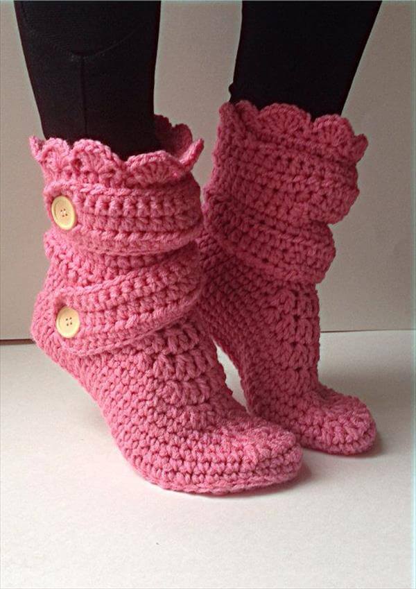 Easy Pink Crochet Slipper Pattern